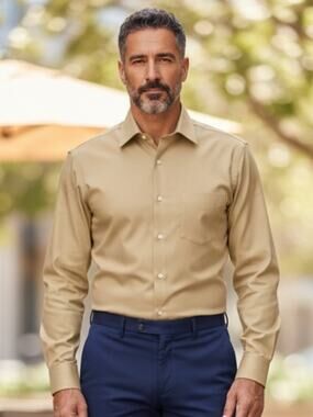 STATEMENTS Men’s 17 - 34/35 Tan Cotton Dress Shirt